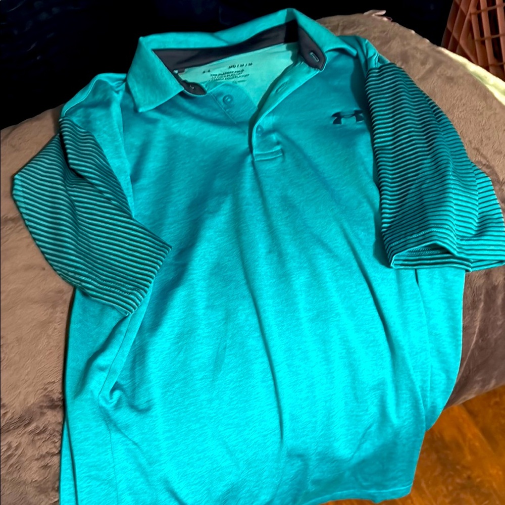 Under Armour Teal and Black Polo Shirt